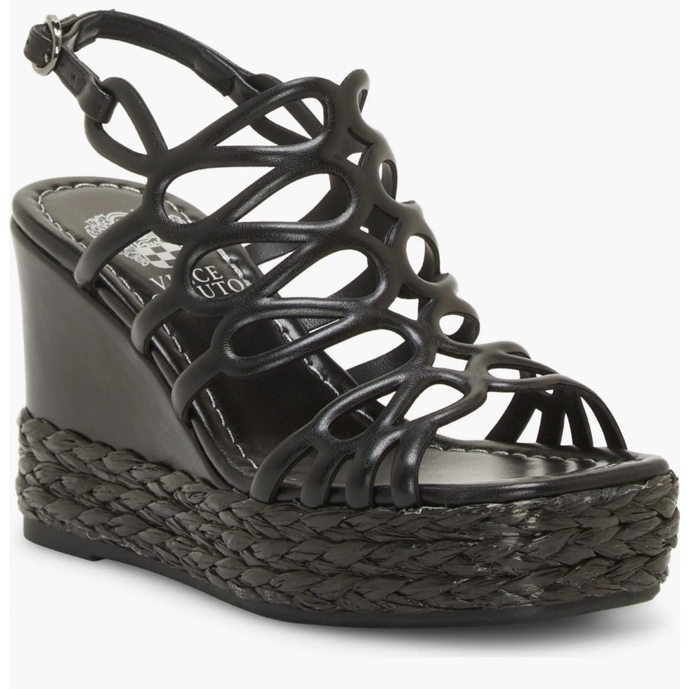Vince Camuto Black Strappy Wedge Sandals